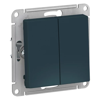 Выключатель 2-клавишный; кнопочный, Изумруд, серия Atlas Design, Schneider Electric