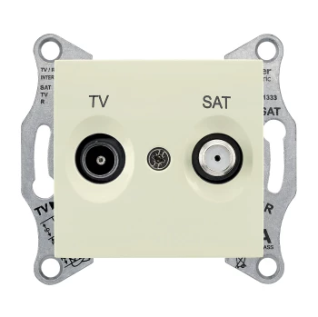 Розетка телевизионная проходная ТV-SAT 8dB, Бежевый, серия Sedna, Schneider Electric